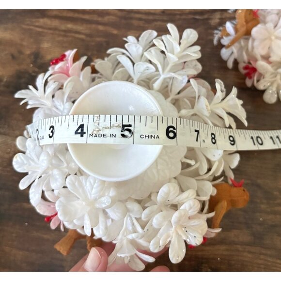 VTG Christmas Plastic Centerpiece Candleholder Tablepiece Birds Lot of 2 White R - Picture 7 of 7